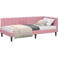 Syfax Eckbettgestell mit Kopfteil Rosa 100 cm x 200 cm Samt