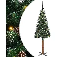 vidaXL Möbel Schlanker Weihnachtsbaum mit 150 LEDs mit Ständer Grün 150 cm - Künstliche Weihnachtsbäume CLORIS8946439