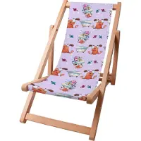 Dreamroots Kinder Liegestuhl klappbar Holz, bis zu 130 kg, Sonnenliege klappbar mit 3-stufiger Neigungsregulierung der Rückenlehne, Funny Dog in Bath