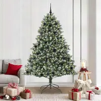 vidaXL "Schlussverkauf" Künstlicher Weihnachtsbaum(1 pc) - Kunstbaum/Tannenbaum - mit 300 LEDs mit Ständer Grün 210 cm C7357