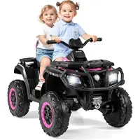 Costway Kinder Quad Elektro 24V, 2-Sitzer Kinderquad 3–8 km/h, Elektroquad mit Scheinwerfern, Musik&Hupe, Elektroauto ATV für Kinder ab 3+ Rosa