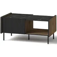 Beautysofa | Couchtisch PIANO | mit 2 Türen und Ablage | Beistelltisch | Wohnzimmertische | Schwarz und Nussbaum | Modern Stil
