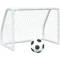 Syfax Fußballtore für Kinder 2 Stk. mit Ball Weiß 64x35x48 cm Metall
