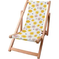 Dreamroots Kinder Liegestuhl klappbar Holz, bis zu 130 kg, Sonnenliege klappbar mit 3-stufiger Neigungsregulierung der Rückenlehne, Sunny Morning
