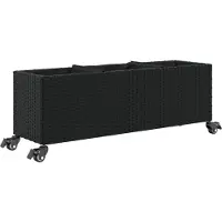 Syfax Hochbeet mit Rollen & 3 Fächern Schwarz 107x32x38cm Poly Rattan