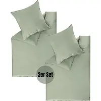 Schöner Wohnen Kollektion SCHÖNER WOHNEN-Kollektion Satin Bettwäsche PLAIN Grün 140 x 200 cm - 2er Set