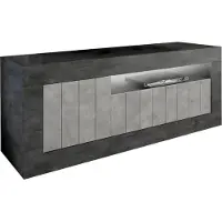 Dmora TV-Schrank Braies 138x42x56 cm Grau, 1 Regal, 3 Fächer