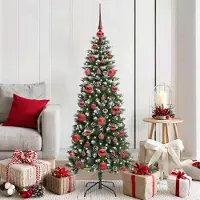 vidaXL "Schlussverkauf" Künstlicher Weihnachtsbaum(1 pc) - Kunstbaum/Tannenbaum - mit 150 LEDs mit Ständer Grün 150 cm C7456