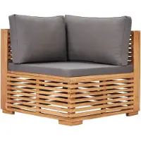vidaXL Möbel Garten-Ecksofa mit Grauer Auflage Massivholz Teak - Gartenstühle 49378