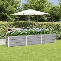 vidaXL "Schlussverkauf" Pflanzkübel im Garten - 1 pc - Blumenbeet/Gartenbeet - Hellgrau 240x40x45 cm Stahl C13527