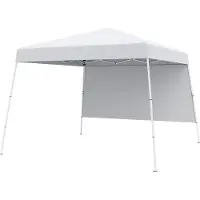 Costway Pop up Pavillon 3x3m, Faltpavillon mit 1 Seitenwand, tragbarem Rucksack & 4 Erdankern, Gartenzelt wasserdicht Sonnenschutz Partyzelt Weiß
