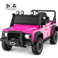 Costway Kinder Elektroauto, 12V Kinderauto Elektro mit Fernbedienung, Scheinwerfern, Hupe, Musik, USB & MP3, elektrisches Auto für kinder 3+ Rosa