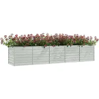 vidaXL Hochwertigen Möbel Beete - Silber Garten-Hochbeet 400x80x77cm Verzinkter Stahl Silber NEU6854821