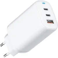Forcell Reiseladegerät GaN 65W mit 2x USB Typ C Buchse, 1x USB A - 3A mit PD Quick Charge 4.0 Funktion