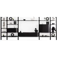 AEA Exklusive Schwarze Wohnwand Designer Wohnzimmer Möbel Edle Holzwand