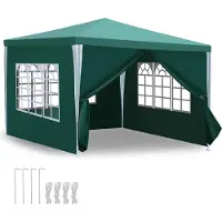 TolleTour Pavillon Garten mit 3 abnehmbaren Seitenteilen tragbares wasserdichtes Zelt Partyzelt mit Spiralschläuchen und großen Fenstern, für Party Hochzeiten Camping
