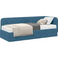Syfax Eckbettgestell Blau 80 x 200 cm Samt