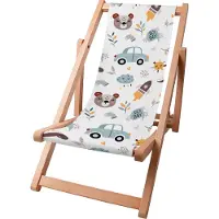 Dreamroots Kinder Liegestuhl klappbar Holz bis zu 130 kg, Sonnenliege klappbar mit 3-stufiger Neigungsregulierung der Rückenlehne, It's a Boy