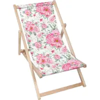 Dreamroots Liegestuhl klappbar Holz, Buchenholz bis zu 130 kg, Sonnenliege klappbar mit 3-stufiger Neigungsregulierung der Rückenlehne, Rose Garden