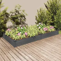 Syfax Hochbeet mit Einsatz Grau 240x120x25 cm Massivholz Tanne