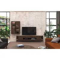 AEA Wohnzimmermöbel Wohnwand Hängeregale Sideboard Braun Luxus Holzmöbel