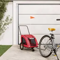 vidaXL Möbel Fahrradanhänger Hunde Rot Oxford-Gewebe und Eisen - Fahrradanhänger &40446