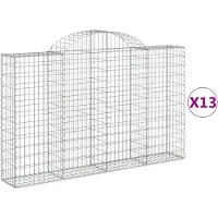 vidaXL Gabionen mit Hochbogen 13Stk. 200x30x120/140cm Verzinktes Eisen