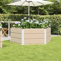 vidaXL "Schlussverkauf" Pflanzkübel im Garten - 1 pc - Blumenbeet/Gartenbeet - Elfenbein 129x129x45 cm Stahl C13502