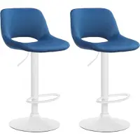 CLP 2er Set Barhocker Camden Samt weiß - blau