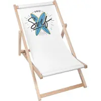Dreamroots Liegestuhl klappbar Holz bis zu 130 kg, Sonnenl 130 kg, Sonnenliege klappbar mit 3-stufiger Neigungsregulierung der Rückenlehne, Waves Surf