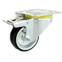 Zabi Metal-Gummi-Räder Ersatzrad Gummi 80mm / 60kg in kippbaren Gehäusen mit Bremse, Vollgummireifen Stahl-Felgen Transportrollen (6H)