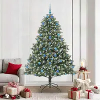 vidaXL "Schlussverkauf" Künstlicher Weihnachtsbaum(1 pc) - Kunstbaum/Tannenbaum - mit 300 LEDs mit Ständer Grün 210 cm C7360