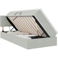 Syfax Aufbewahrungsbett mit Matratze Hellgrau 90 x 190 cm Samt