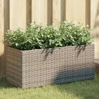 vidaXL Eleganten-Stil Hochbeet mit 2 Fächern Grau 72x30x32 cm Poly Rattan Beete CC58092