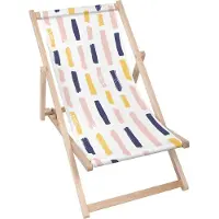 Dreamroots Liegestuhl klappbar Holz bis zu 130 kg, Sonnenliege klappbar mit 3-stufiger Neigungsregulierung der Rückenlehne, Modern Brush Strokes