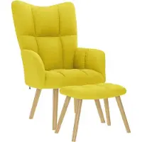 vidaXL "2026 Promotion" Relaxsessel mit Hocker - Fernsehsesel - Hellgelber Stoff - Couchsessel CC24860