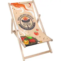 Dreamroots Liegestuhl klappbar Holz, bis zu 130 kg, Sonnenliege klappbar mit 3-stufiger Neigungsregulierung der Rückenlehne, Papa Der Grillmeister