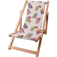 Dreamroots Kinder Liegestuhl klappbar Holz bis zu 130 kg, Sonnenliege klappbar mit 3-stufiger Neigungsregulierung der Rückenlehne, Funny Turtles