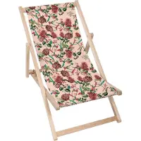 Dreamroots Liegestuhl klappbar Holz, bis zu 130 kg, Sonnenliege klappbar mit 3-stufiger Neigungsregulierung der Rückenlehne, Dark Jungle Pink
