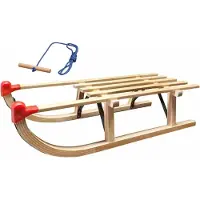BURI Holzschlitten Davos 90cm Traditionell mit Leine Rodelschlitten Kinderschlitten