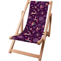 Dreamroots Kinder Liegestuhl klappbar Holz bis zu 130 kg, Sonnenliege klappbar mit 3-stufiger Neigungsregulierung der Rückenlehne, Violet Christmas