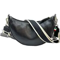 DrachenLeder Florence Leder Tasche Damen Umhängetasche Citytasche schwarz 33x10x17cm inklusive Italien Flagge D2OTF823S