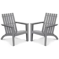 Costway Adirondack Stuhl, Adirondack Chair aus Akazienholz, Gartensessel bis 160 kg belastbar Grau