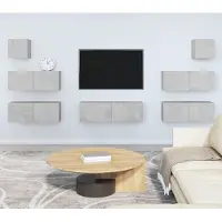 vidaXL "Rabatt" 7-tlg. TV-Schrank-Set - Hängend Wohnwand Modern - Betongrau Holzwerkstoff - TV-Schränke CC3882