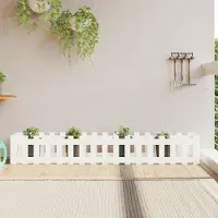 vidaXL Möbel Hochbeet Lattenzaun-Design Weiß 200x30x30 cm Massivholz Kiefer - Beete &8545