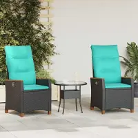 vidaXL "Seasonal Sale"Verstellbarer Gartenstuhl/Campingstuhl - CLORIS - Balkonmöbel - bis 110 kg - Schwarz und Türkis 64x57,5x112 cm - Gartenstühle DEMöbel856014