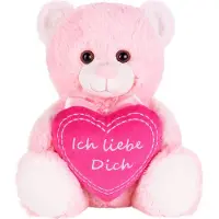 Ed Brubaker Teddy Plüschbär mit Herz Pink - Ich Liebe Dich - 25 cm - Teddybär Plüschteddy Kuscheltier Schmusetier - Stofftier Rosa