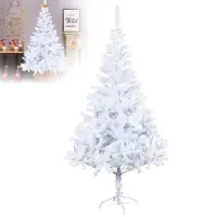 XMTECH künstlicher Weihnachtsbaum 240 cm - Tannenbaum aus Fichte Dekoration, inkl. Metall Christbaum Ständer,Weihnachtsdeko weiß