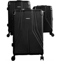 Almina 3 Tlg. Koffer-Set mit 4 Rädern Hartschale mit Kantenschutz 360° drehbar Schwarz
