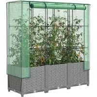 vidaXL 2025 Moderne Hochbeet mit Gewächshaus-Aufsatz Rattan-Optik 120x40x138 cm - Beete,Design 6756681 1parcel